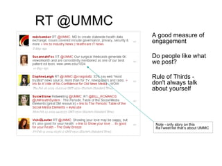 RT @UMMC <ul><li>A good measure of engagement </li></ul><ul><li>Do people like what we post? </li></ul><ul><li>Rule of Thi...