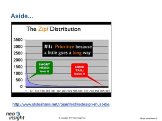 Aside...http://www.slideshare.net/lrosenfeld/redesign-must-die