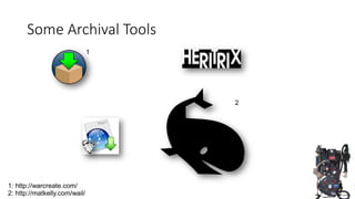 Some Archival Tools
26
1: http://warcreate.com/
2: http://matkelly.com/wail/
1
2
 