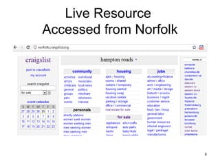 Live Resource
Accessed from Norfolk




                        8
 