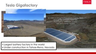 Tesla Gigafactory
 Largest battery factory in the world
 Under construction in Tahoe-Reno, Nevada
 