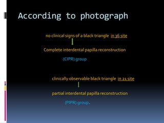 To evaluate the clinical efficacy of enhancing deficient interdental ...