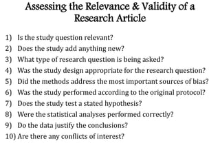 Critical appraisal of a journal article | PPT