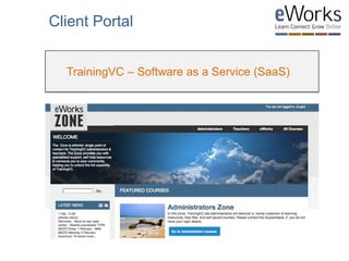 TrainingVC – Software as a Service (SaaS)
Client Portal
 