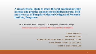 A cross sectional study to assess the oral health knowledge, attitude ...