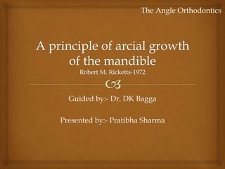 Guided by:- Dr. DK Bagga
Presented by:- Pratibha Sharma
The Angle Orthodontics
 