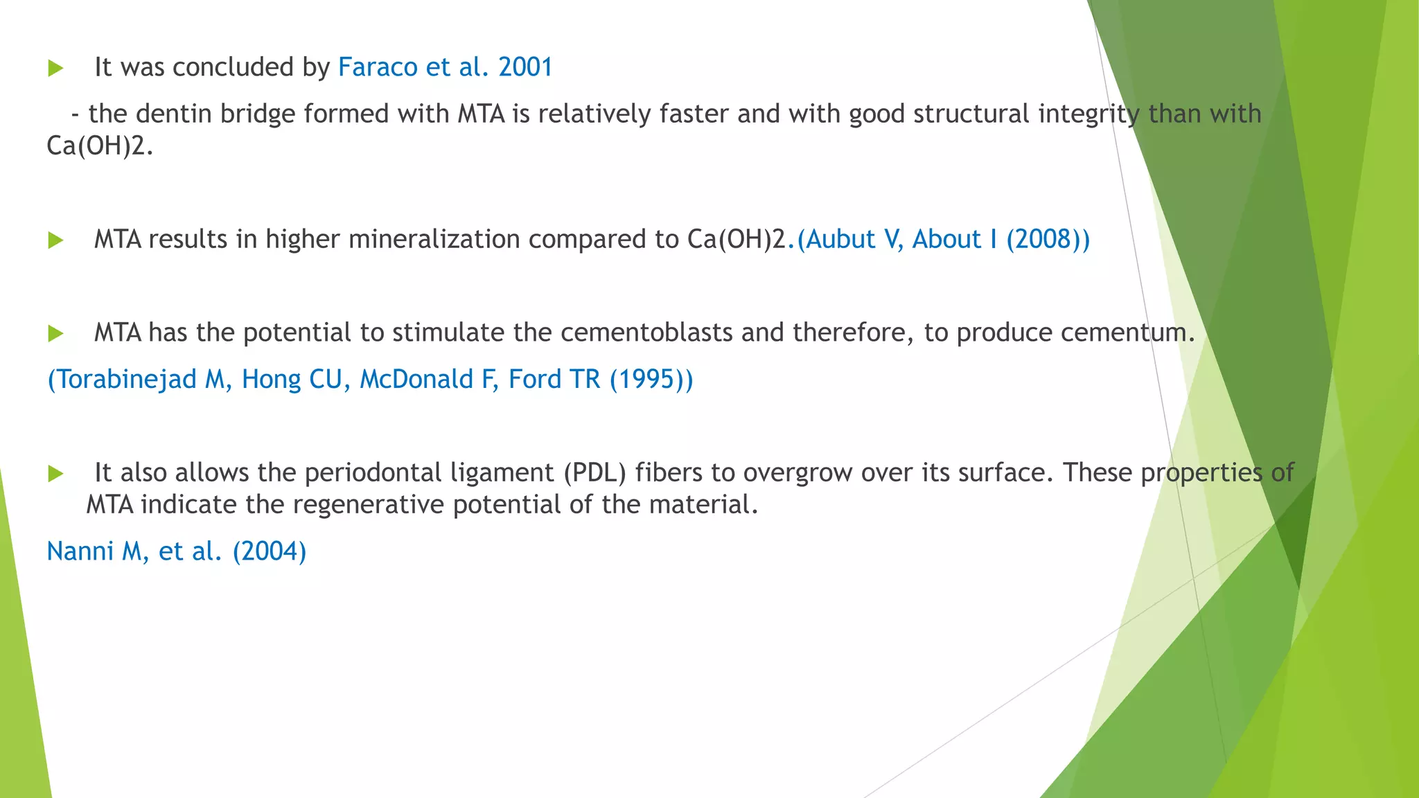 MTA USE IN PEDIATRIC DENTISTRY: LITERATURE REVIEW | PPT