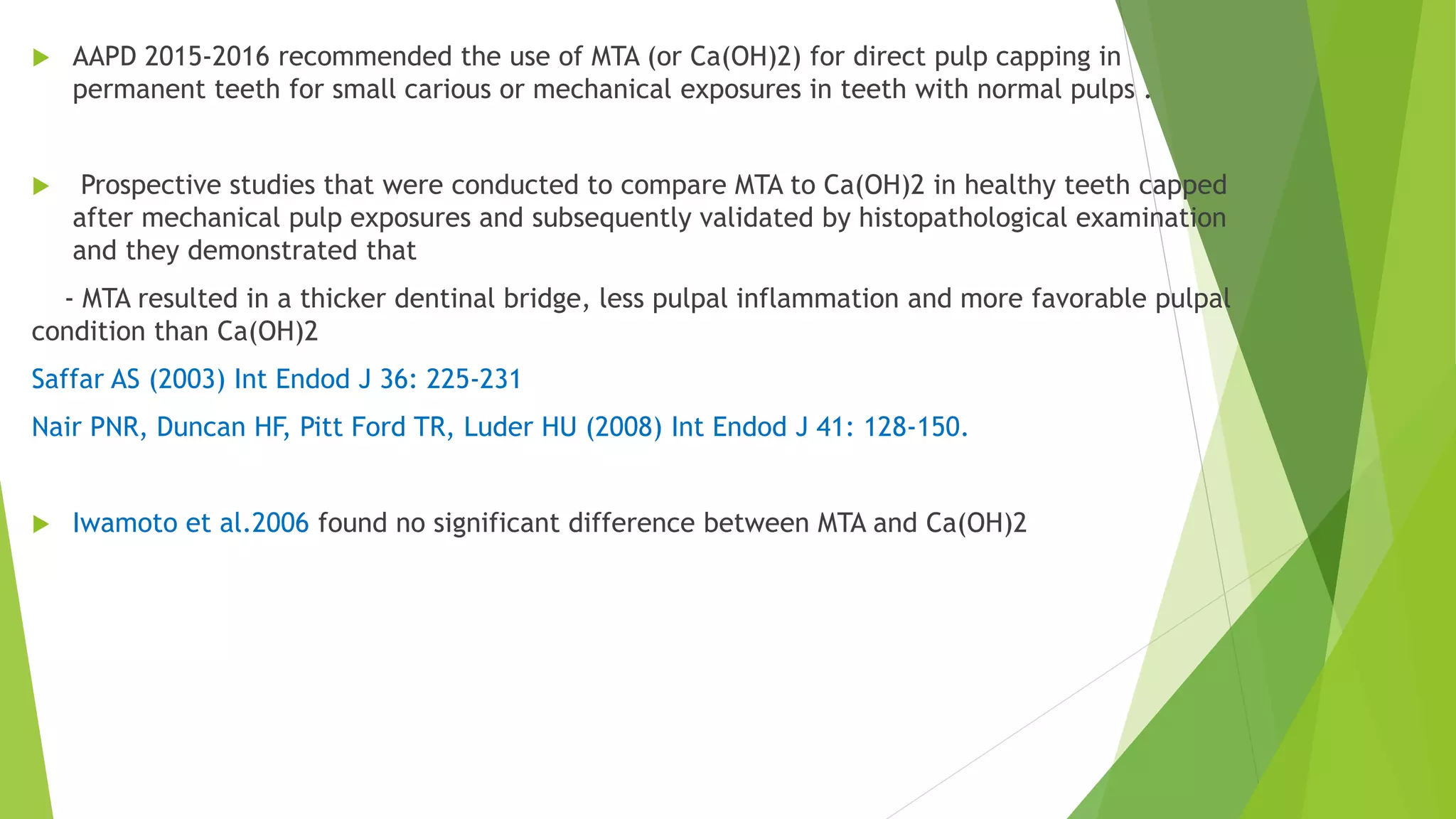 MTA USE IN PEDIATRIC DENTISTRY: LITERATURE REVIEW | PPT