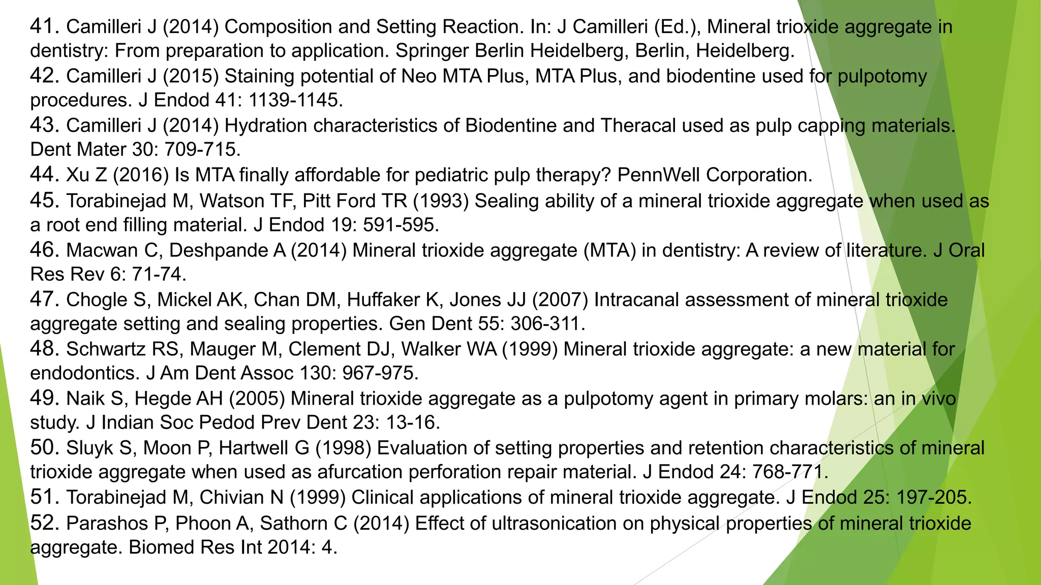 MTA USE IN PEDIATRIC DENTISTRY: LITERATURE REVIEW | PPT