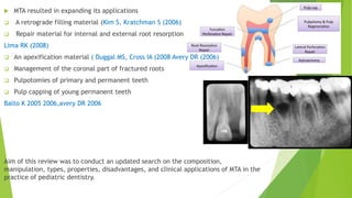 MTA USE IN PEDIATRIC DENTISTRY: LITERATURE REVIEW | PPTX