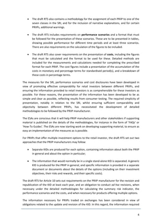 ESMA PRIIPS KID Regulatory Technical Standards (Final draft 31/03/2016 ...