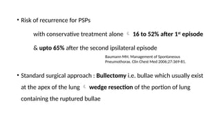 recurrence of primary spontaneous pneumothorax following bullectomy ...