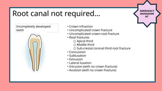 Infraction Tooth indication of root canal treatment following dental trauma. review | PPTX