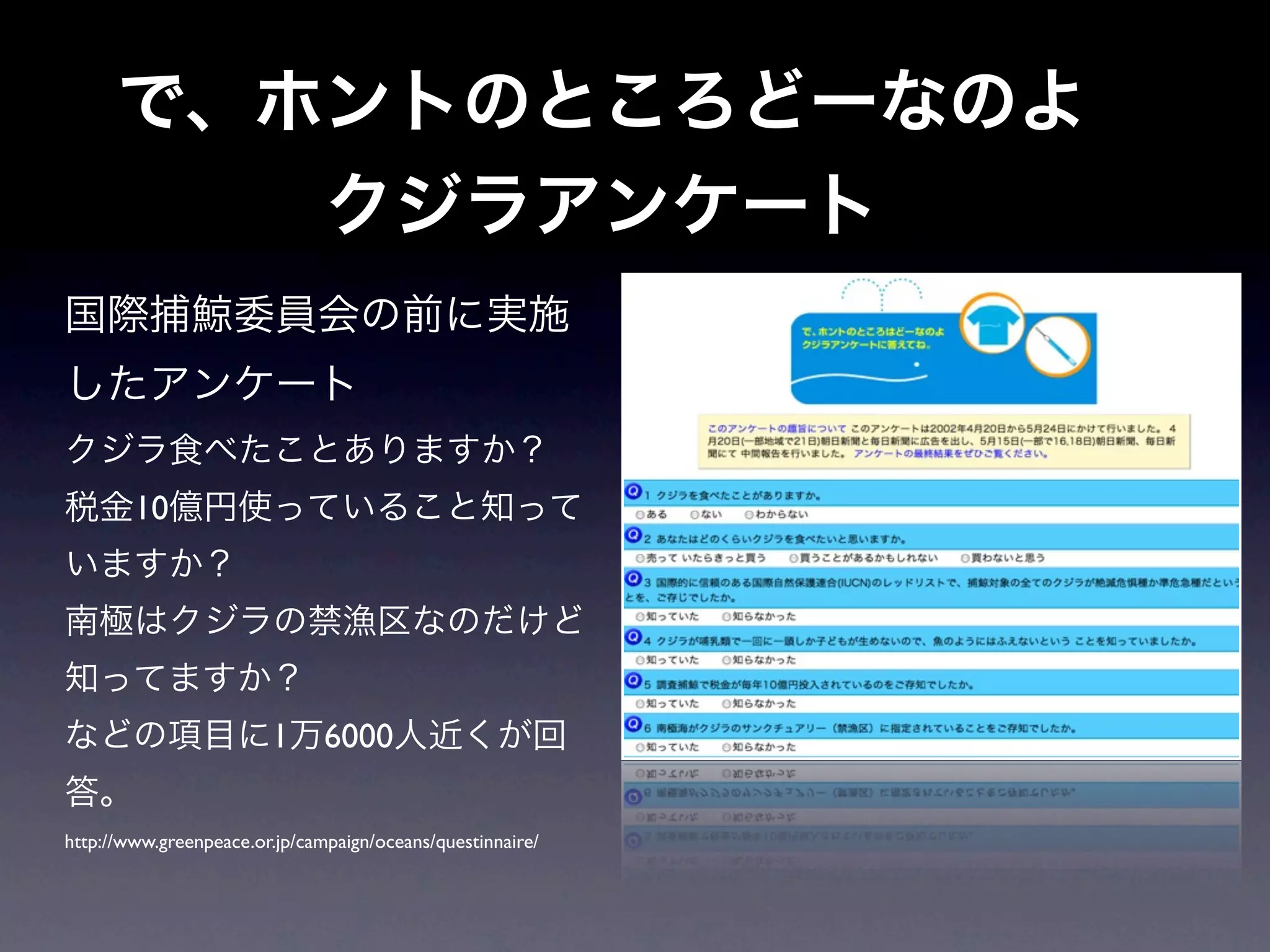 10




                        1      6000

http://www.greenpeace.or.jp/campaign/oceans/questinnaire/
 