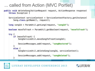 LIFERAY DEVELOPER CONFERENCE 2013DEV
CON
LIFERAY
... called from Action (MVC Portlet)
 