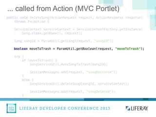 LIFERAY DEVELOPER CONFERENCE 2013DEV
CON
LIFERAY
... called from Action (MVC Portlet)
 
