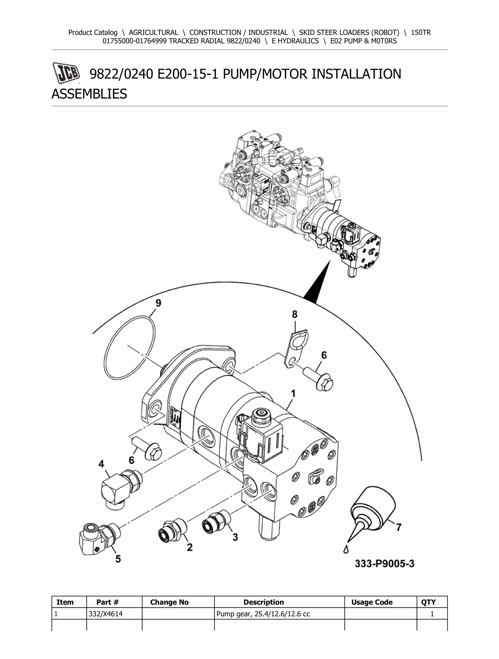 JCB 150TR SKID STEER LOADER (ROBOT) Parts Catalogue Manual (Serial
