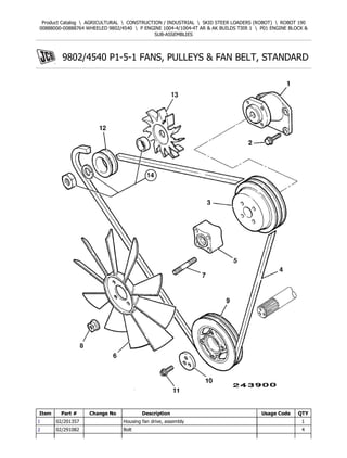 JCB 190 Robot Parts Catalogue Manual (Serial Number 00888000