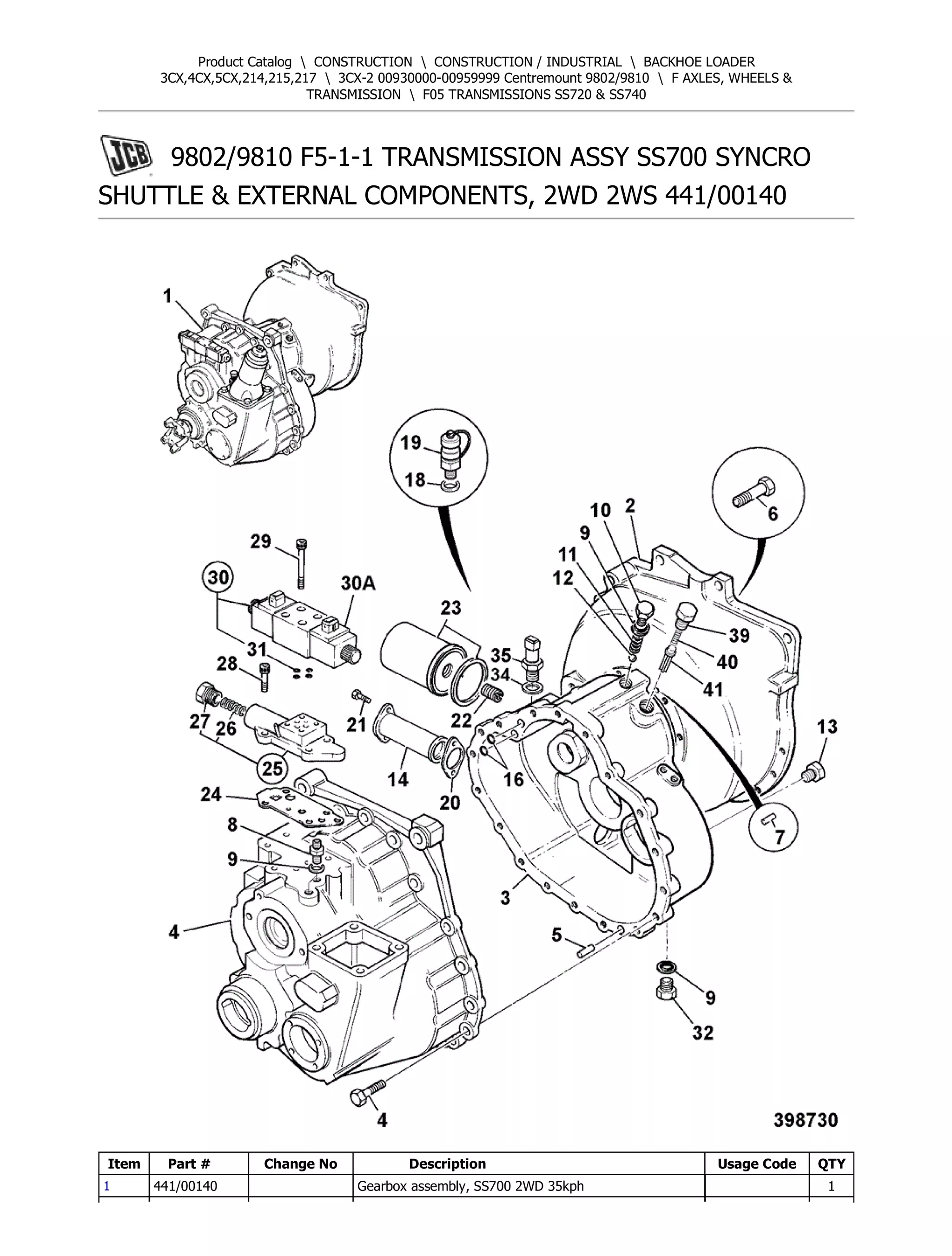 JCB 3CX2 BACKOHE LOADER Parts Catalogue Manual (Serial Number 00930000