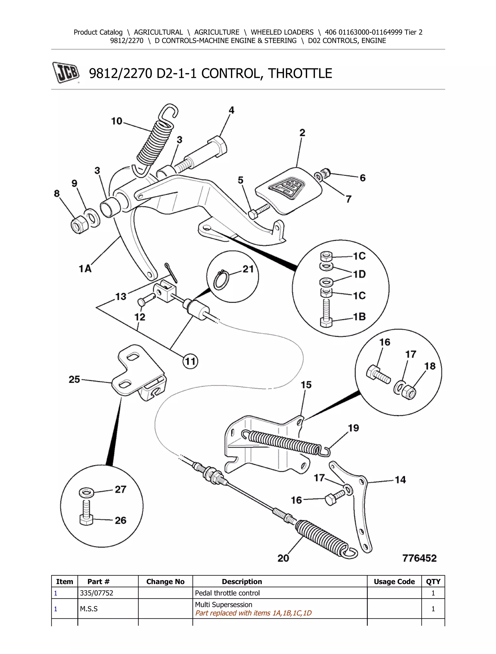 JCB 406 TIER 2 Wheeled Loader Parts Catalogue Manual (Serial