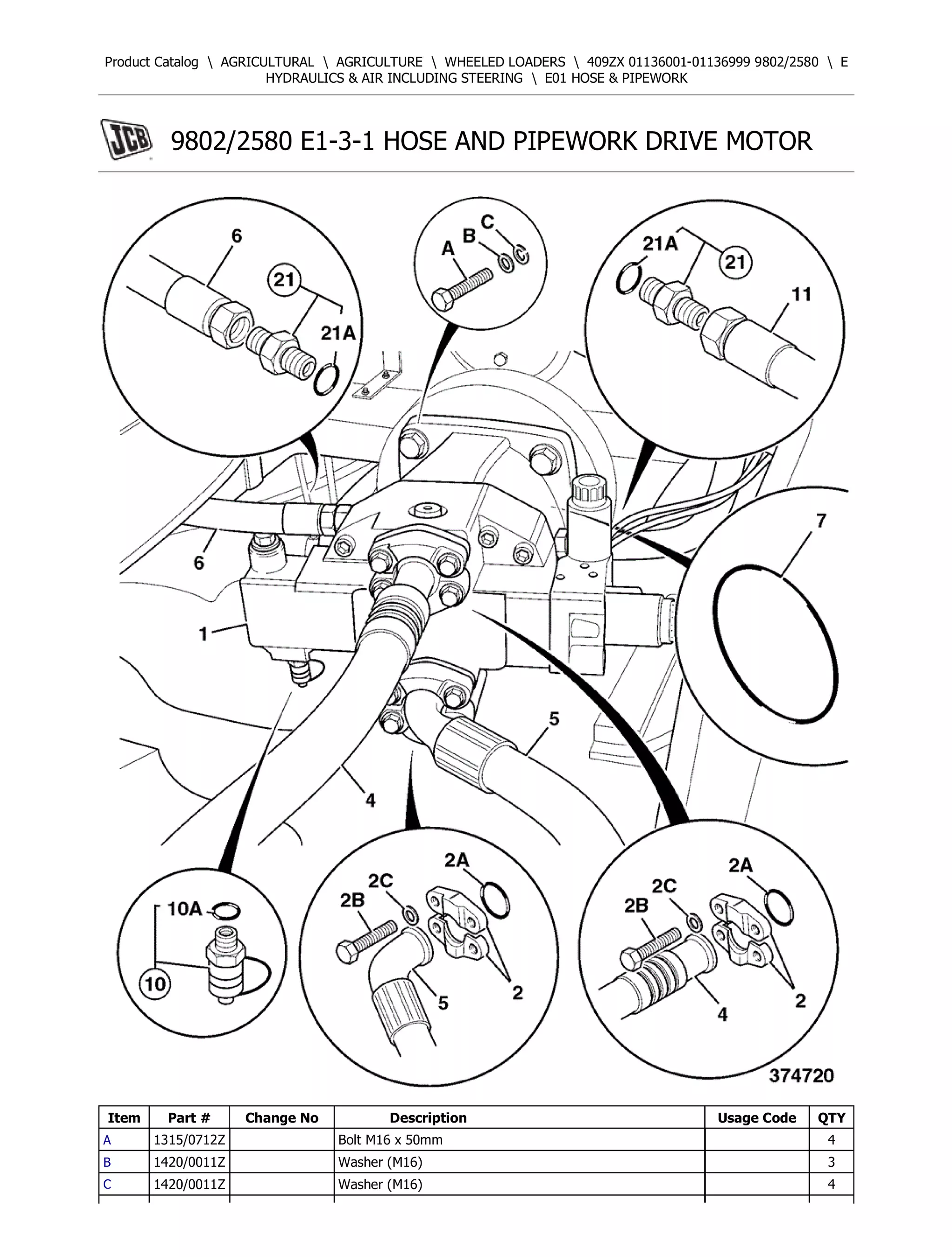 JCB 409ZX Wheeled Loader Parts Catalogue Manual (Serial Number