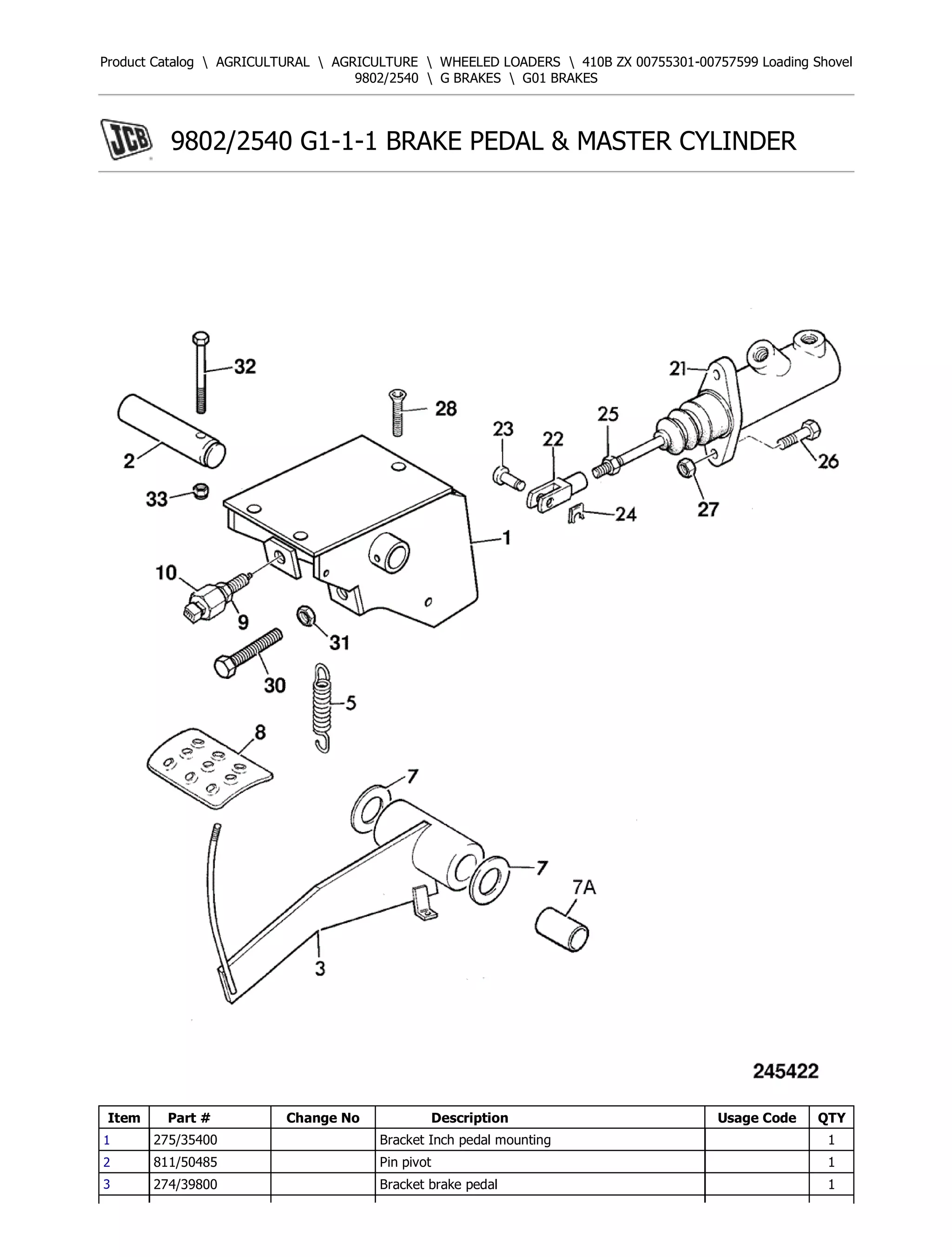 JCB 410B ZX Loading Shovel Parts Catalogue Manual (Serial Number