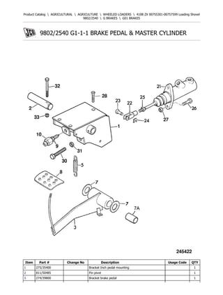 JCB 410B ZX Loading Shovel Parts Catalogue Manual (Serial Number