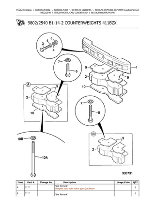 JCB 411B ZX Loading Shovel Parts Catalogue Manual (Serial