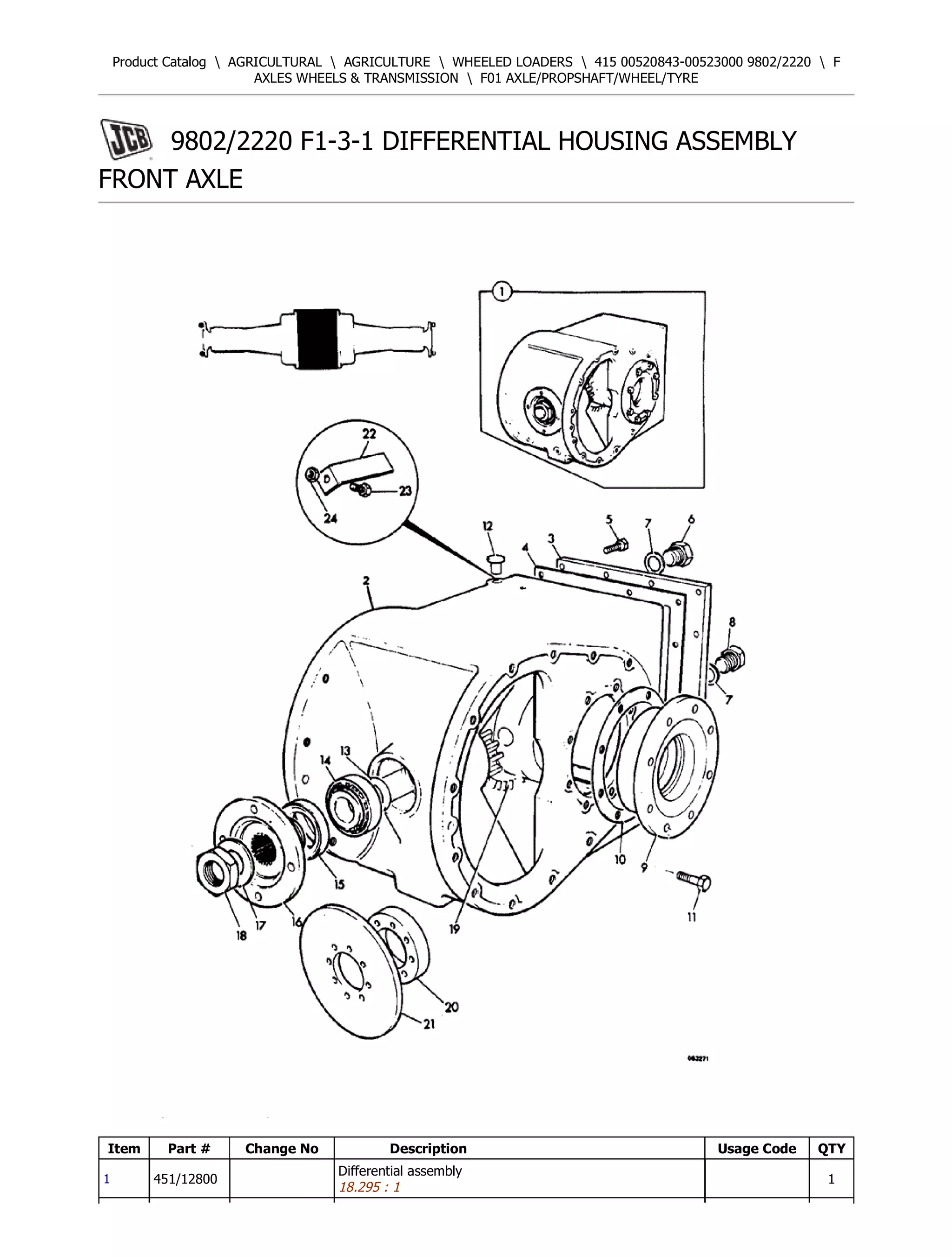JCB 415 Wheeled Loader Parts Catalogue Manual (Serial Number