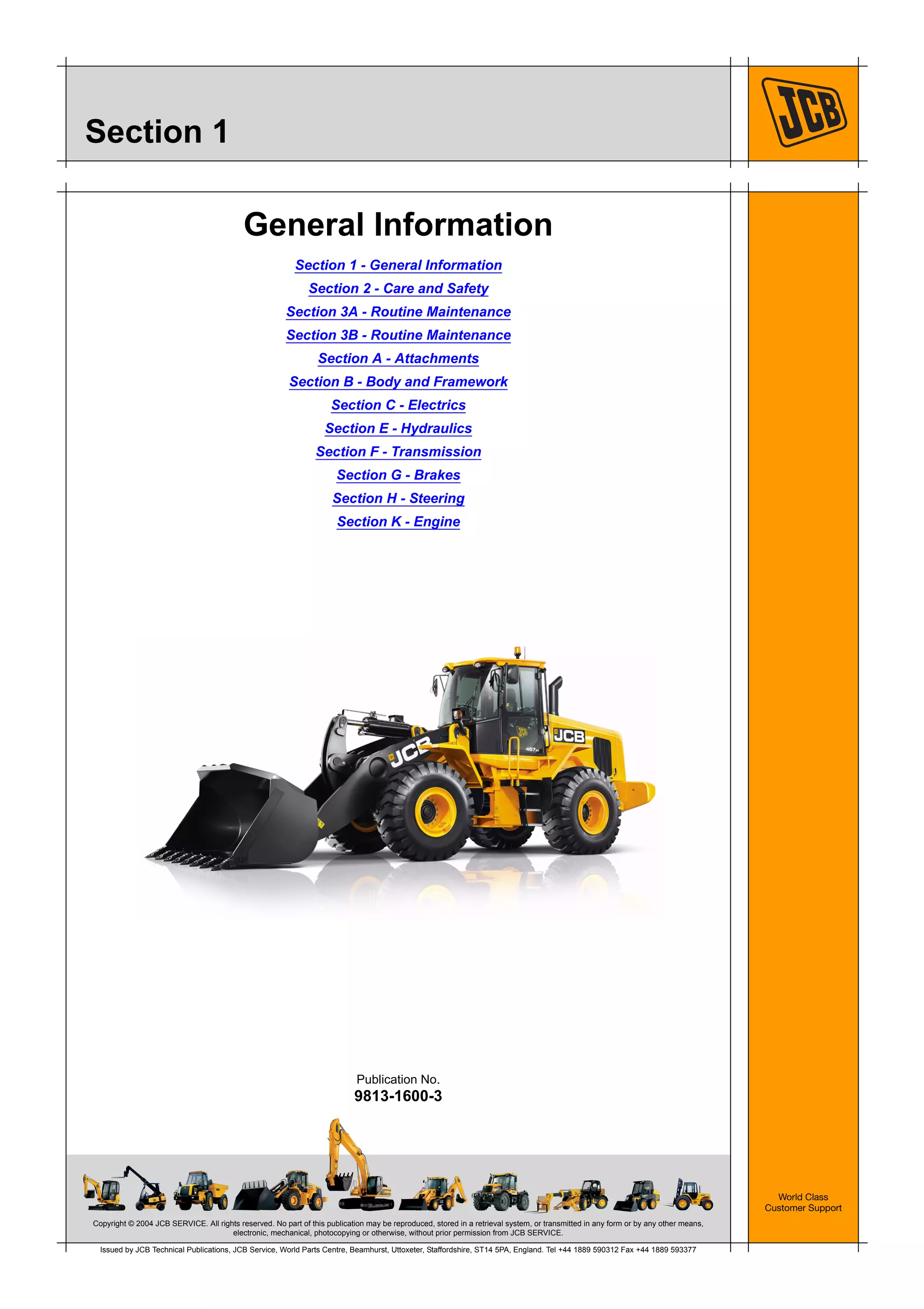 Jcb 427 wheeled loading shovel service repair manual from 2063050