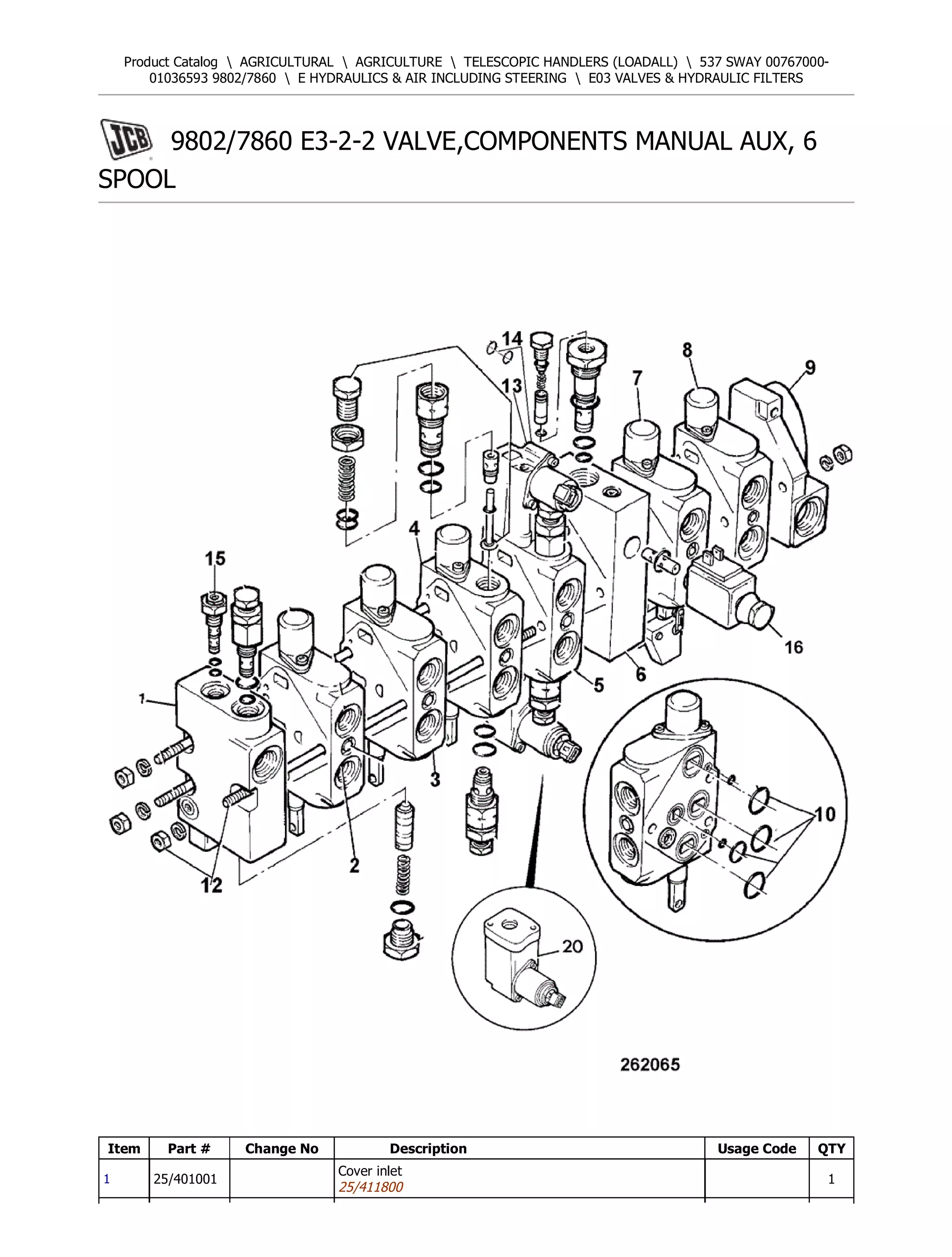 専用ページ10 JCB 537 SWAY Telescopic Handlers (Loadall) Parts Catalogue Manual