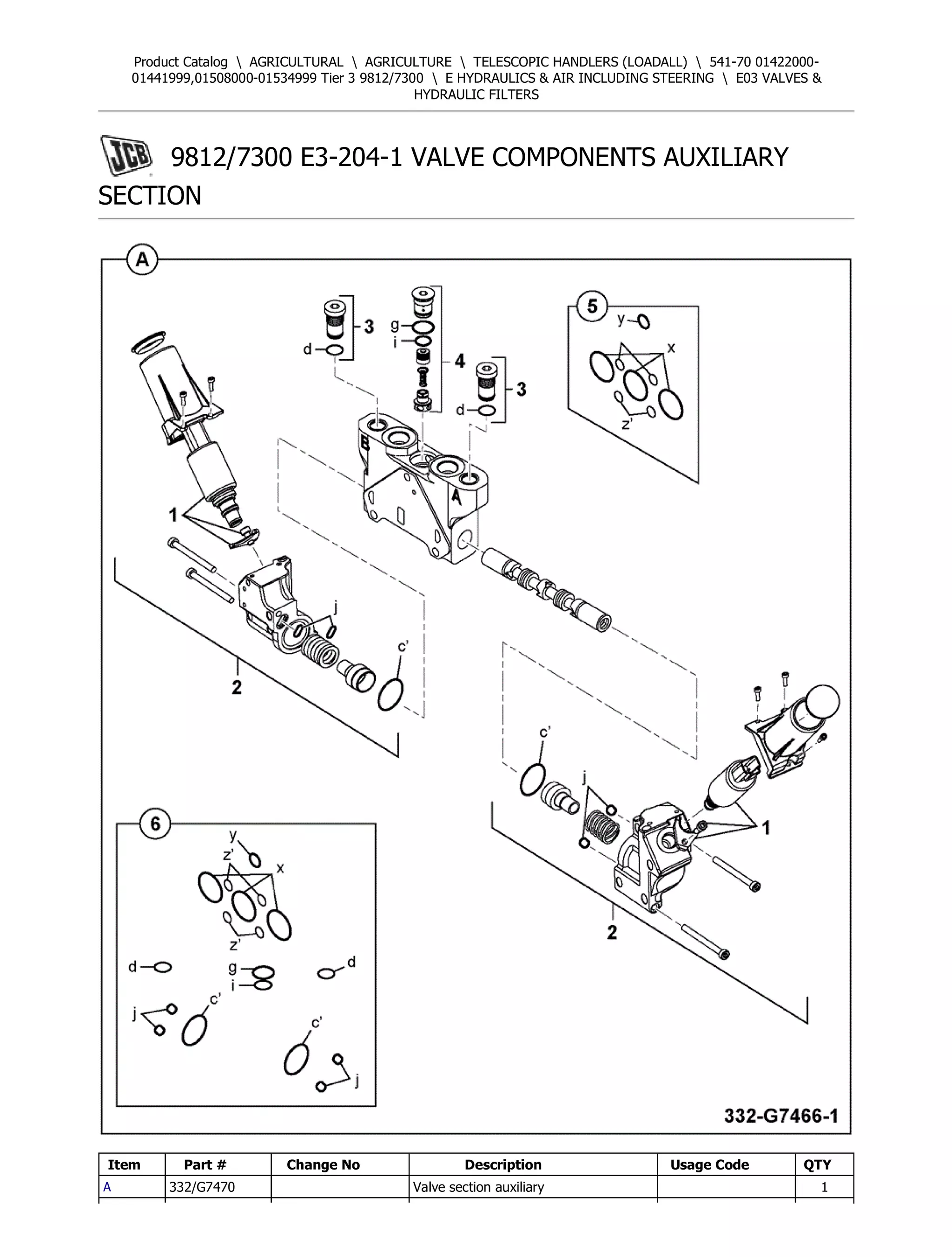 JCB 541-70 Tier 3 Telescopic Handlers (Loadall) Parts Catalogue