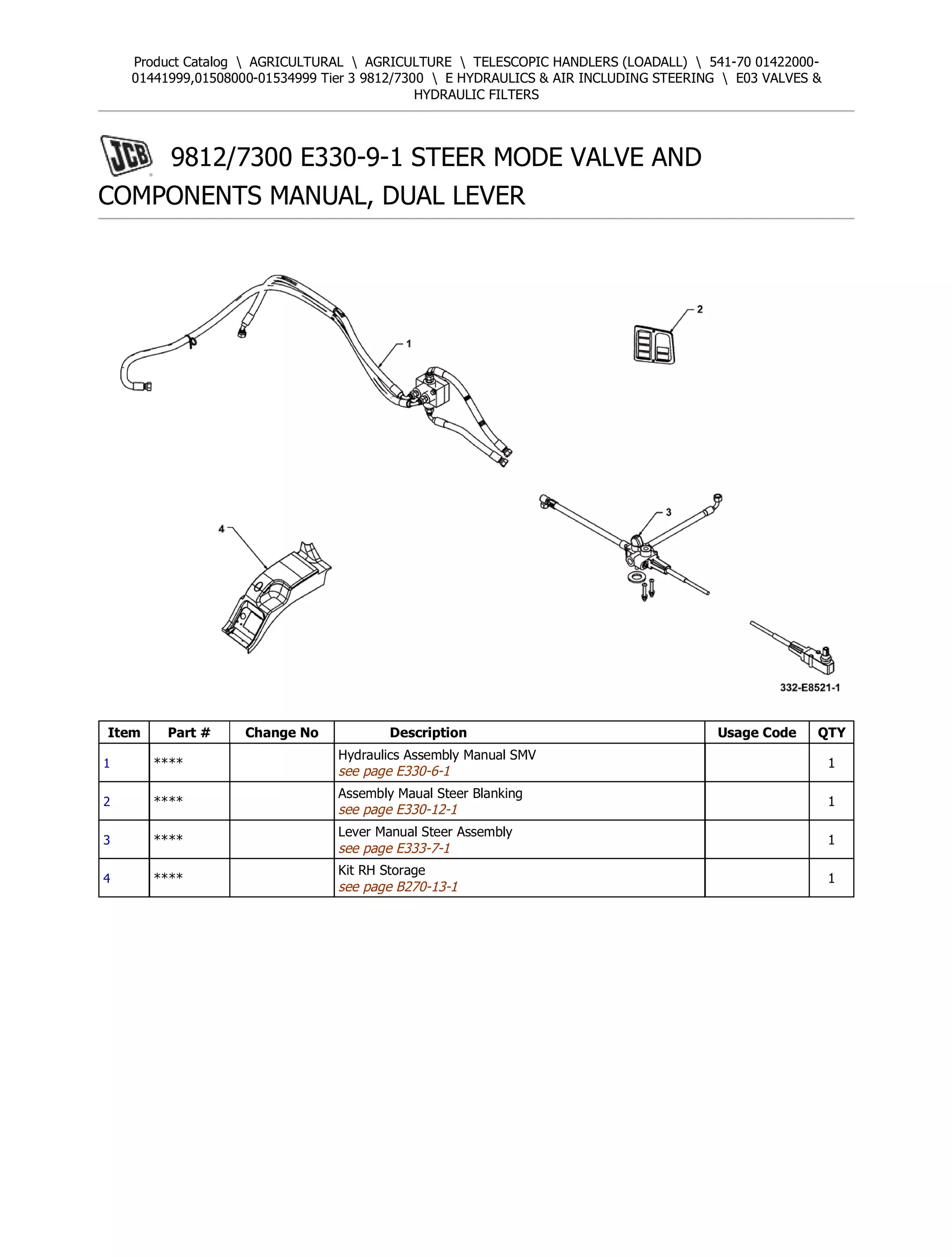 JCB 541-70 Tier 3 Telescopic Handlers (Loadall) Parts Catalogue