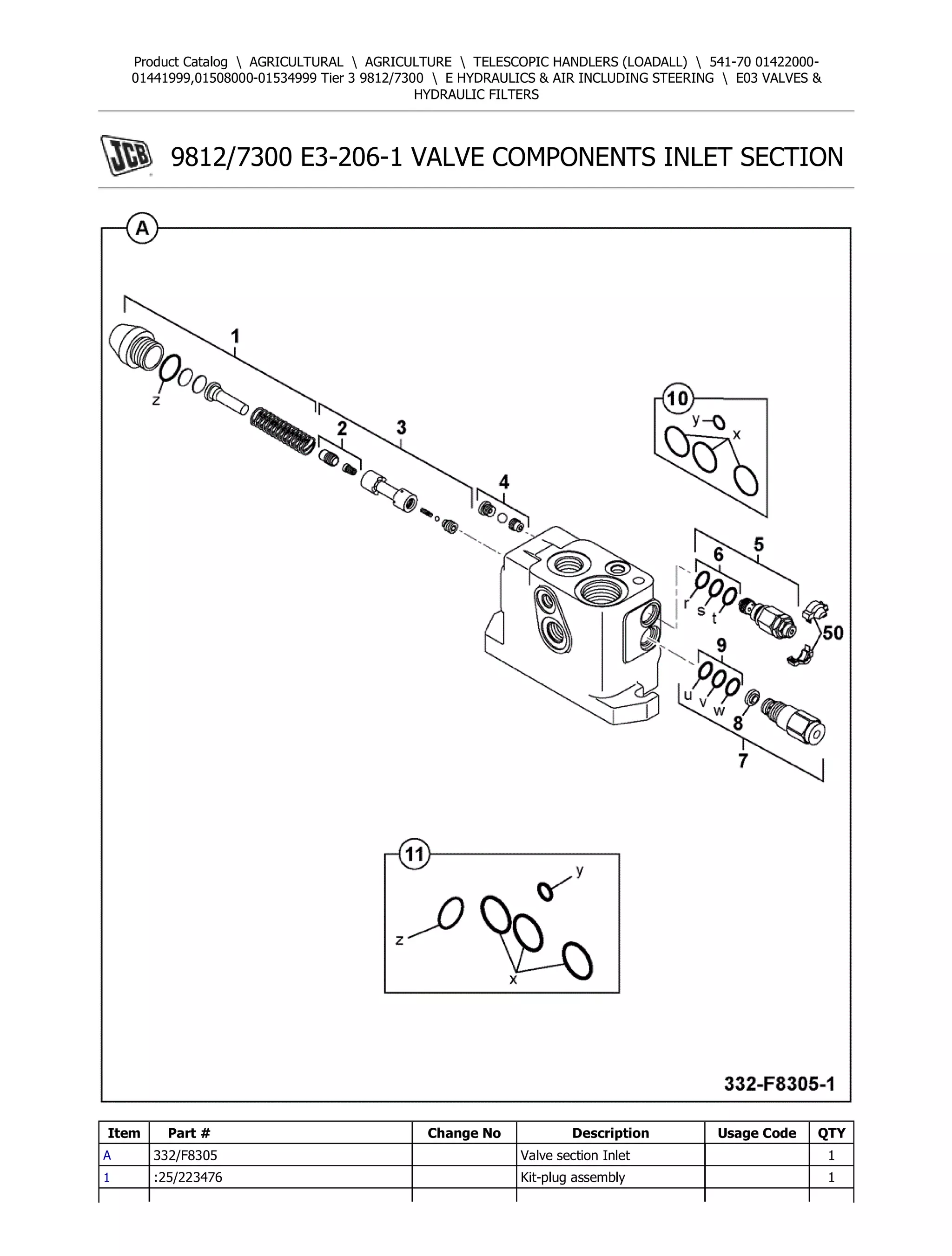 JCB 541-70 Tier 3 Telescopic Handlers (Loadall) Parts Catalogue