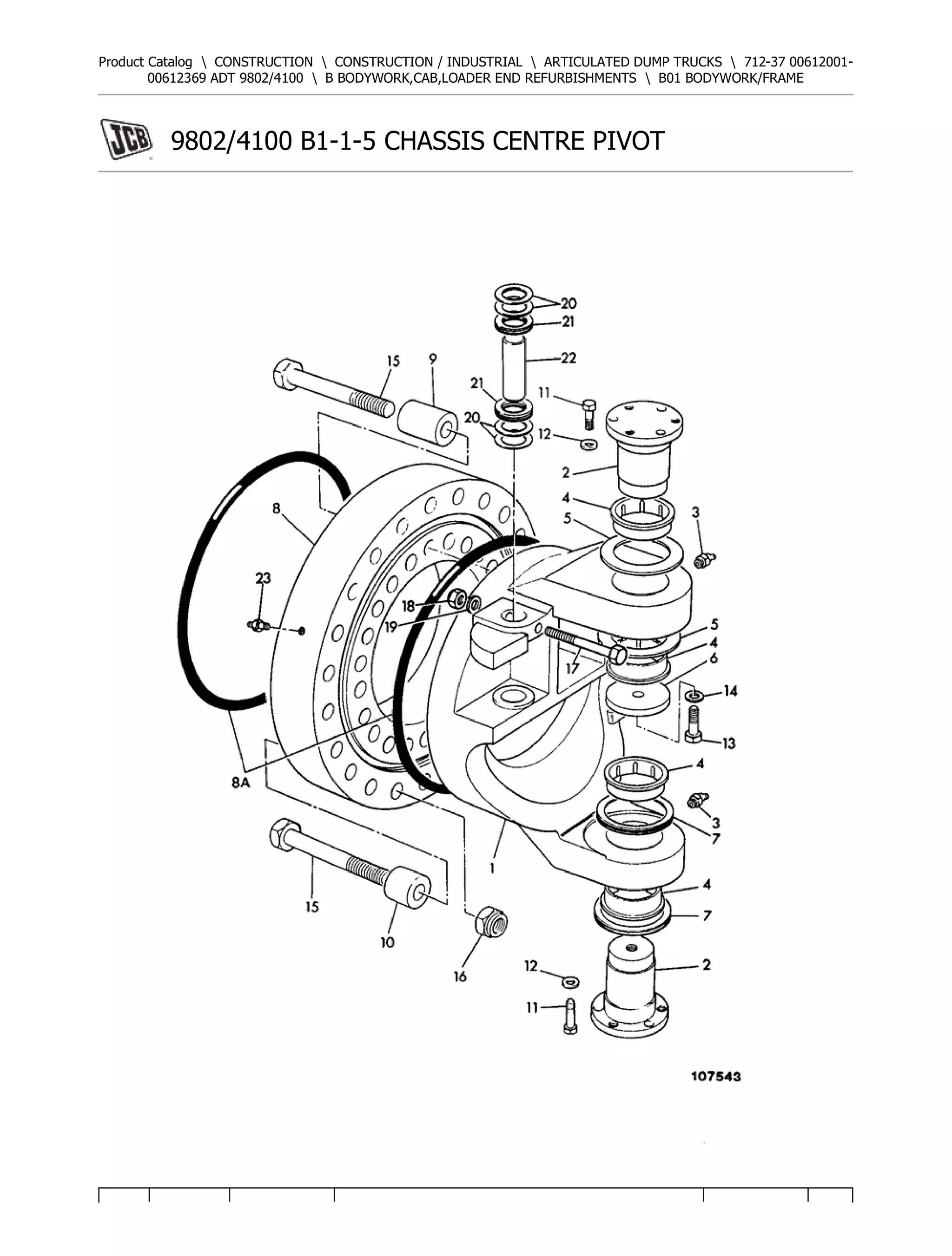 JCB 712-37 ADT ARTICULATED DUMP TRUCK Parts Catalogue Manual