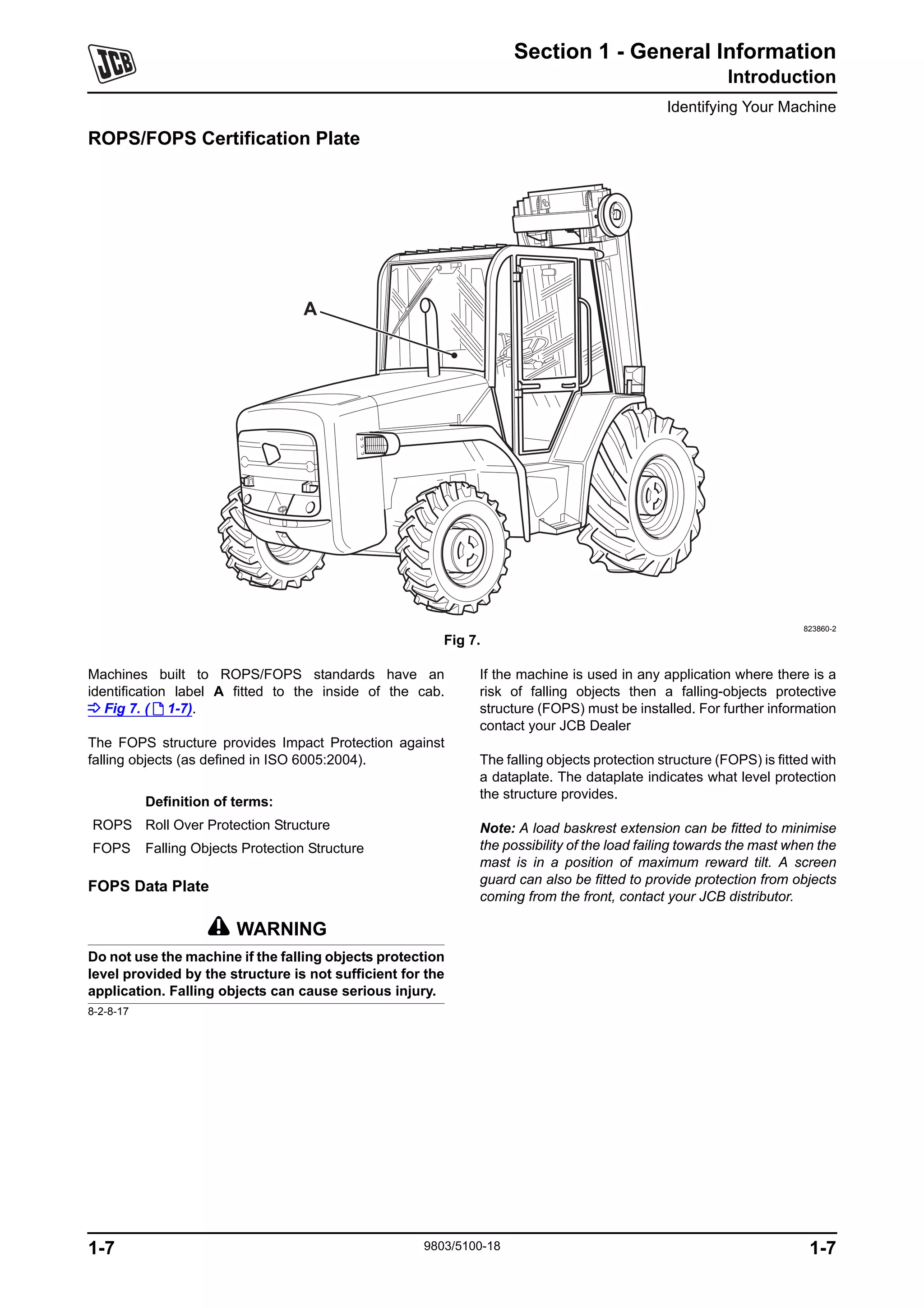 Jcb 930 rough terrain fork lift service repair manual serial no. 607700 ...