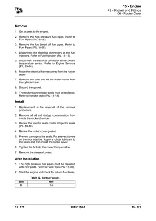 Jcb Injector Rocker Cover Jcb js160 tier 4i and t4 f excavator service repair manual | PDF