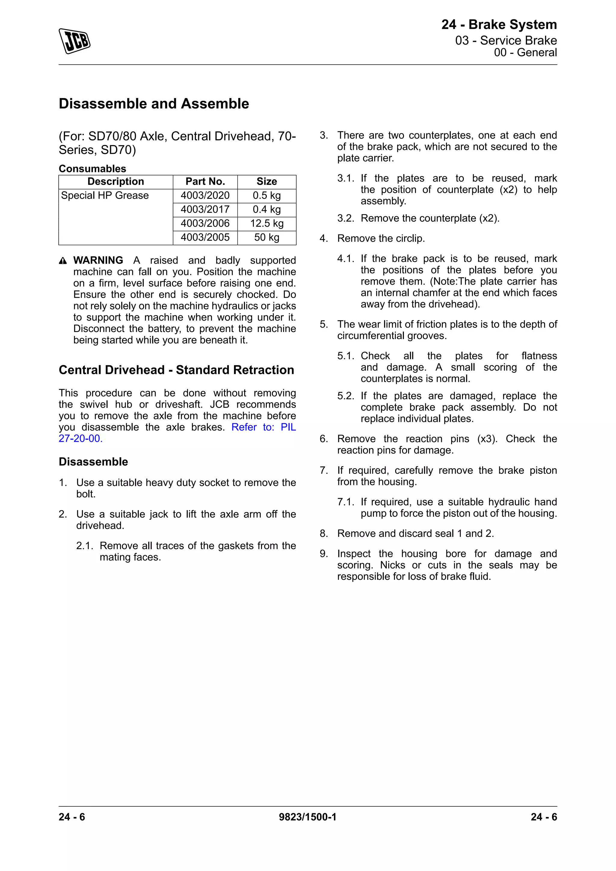 Jcb sd70 axle service repair manual | PDF