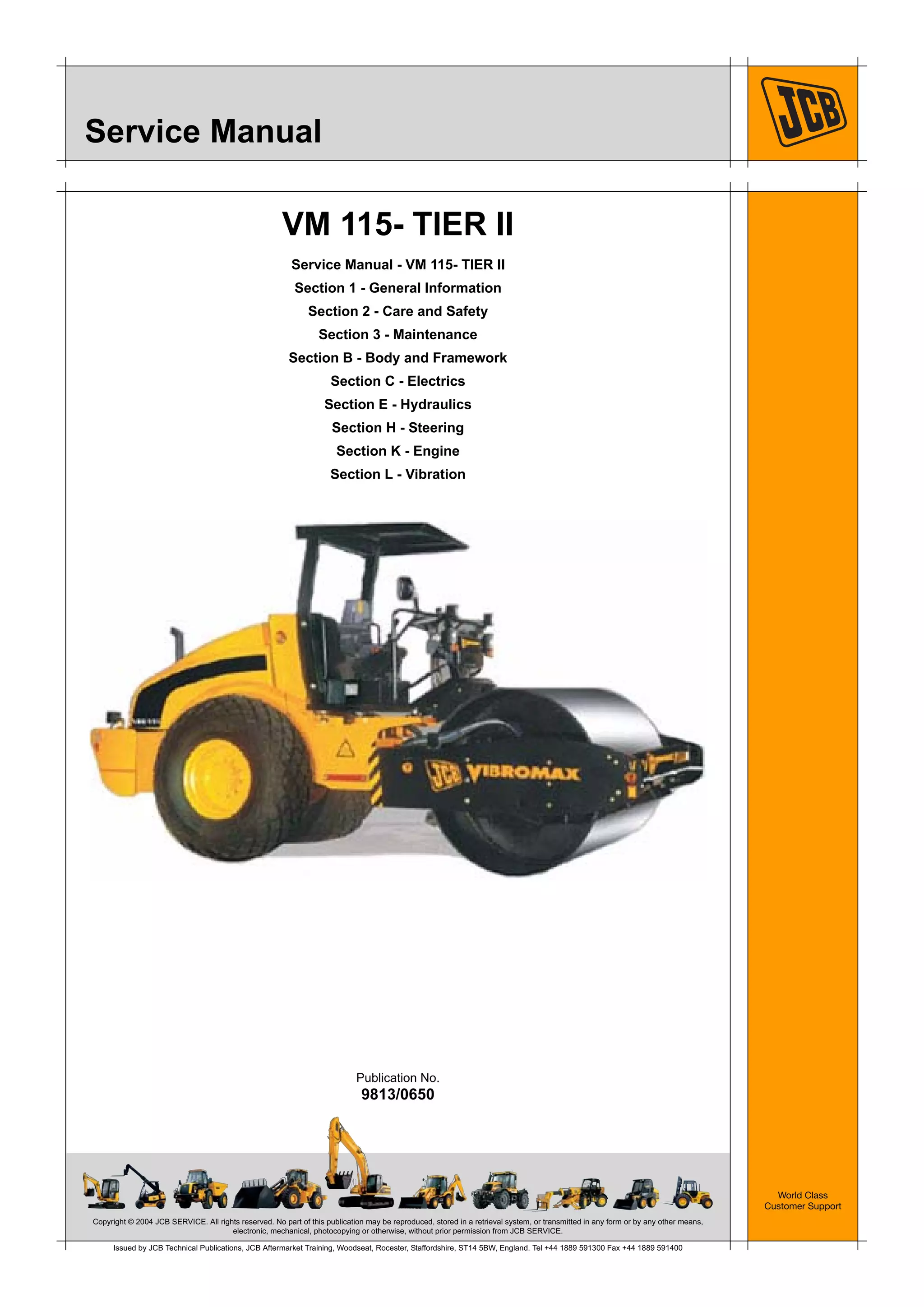Jcb vm115 tier ii roller service repair manual sn 2034000 onwards