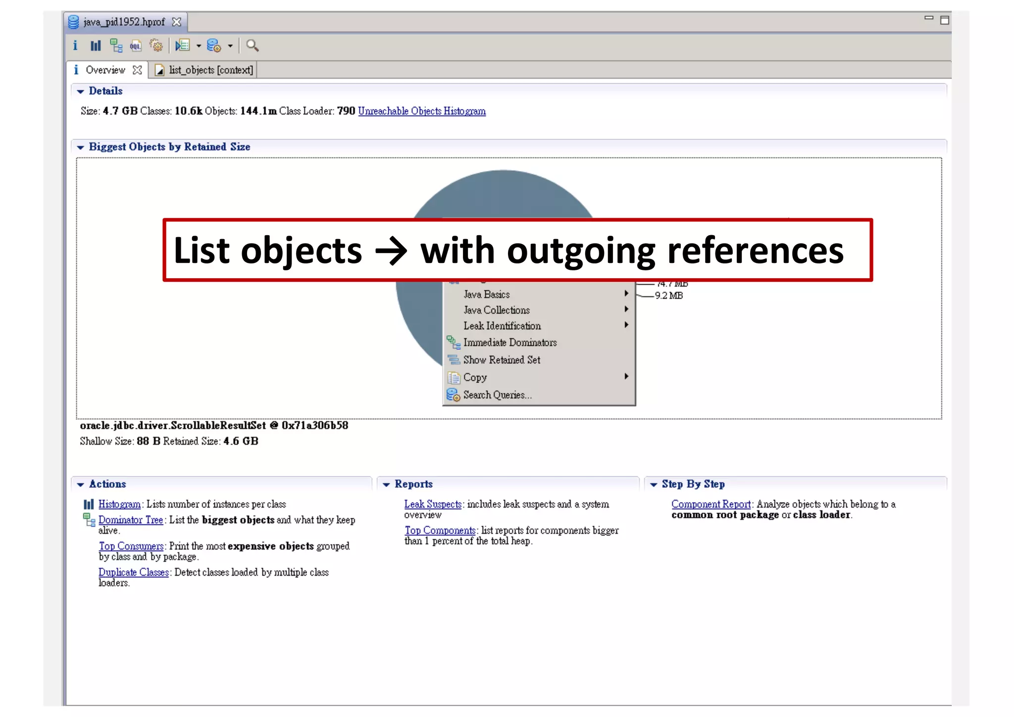 List	objects	→	with	outgoing	references
 