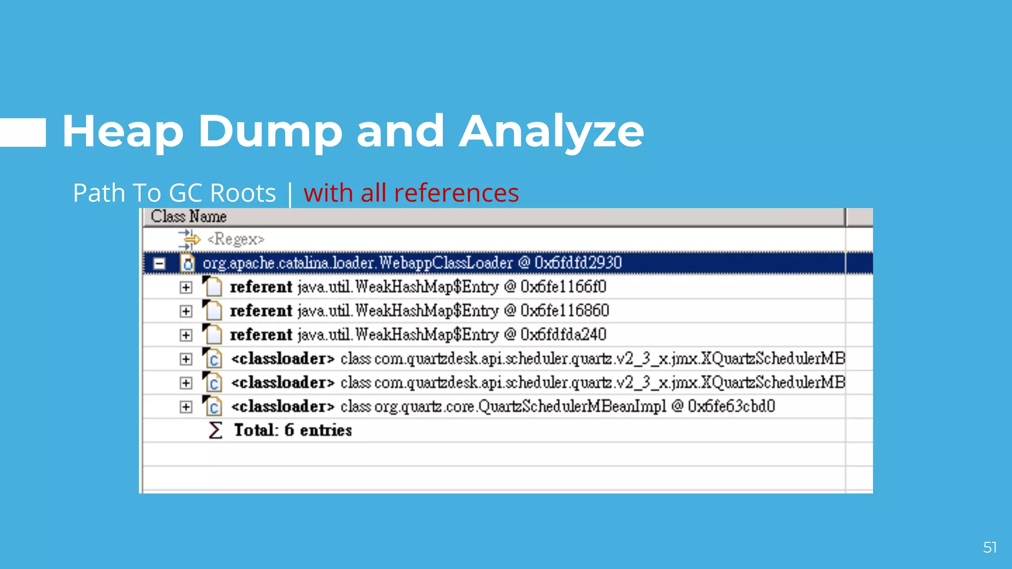 Heap Dump and Analyze
51
Path To GC Roots | with all references
 