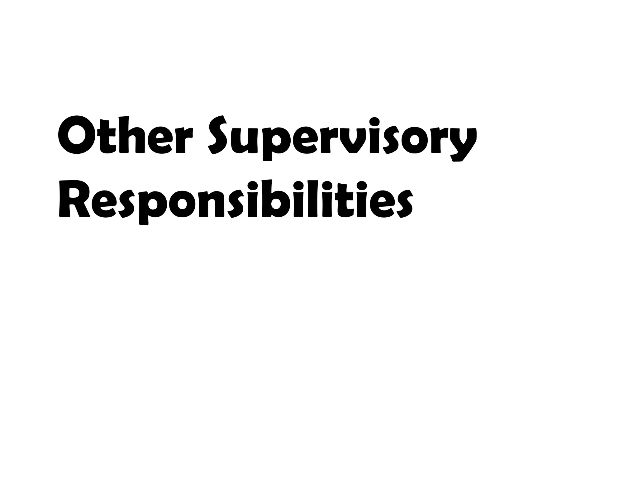 Other Supervisory
Responsibilities
18
 