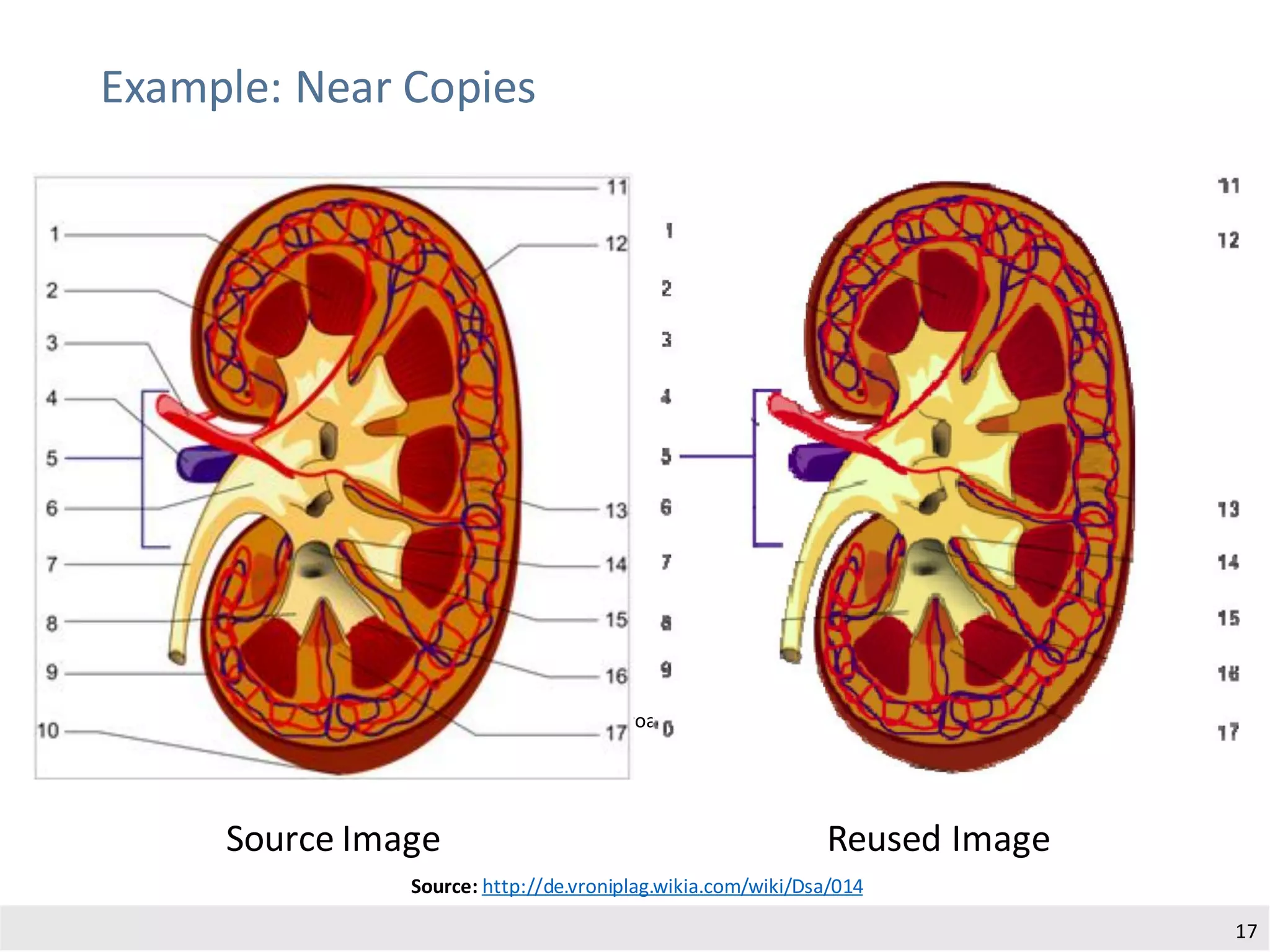 Example: Near Copies
An AdaptiveImage-based PlagiarismDetection Approach - Meuschkeet al.
17
Source Image Reused Image
Source: http://de.vroniplag.wikia.com/wiki/Dsa/014
 