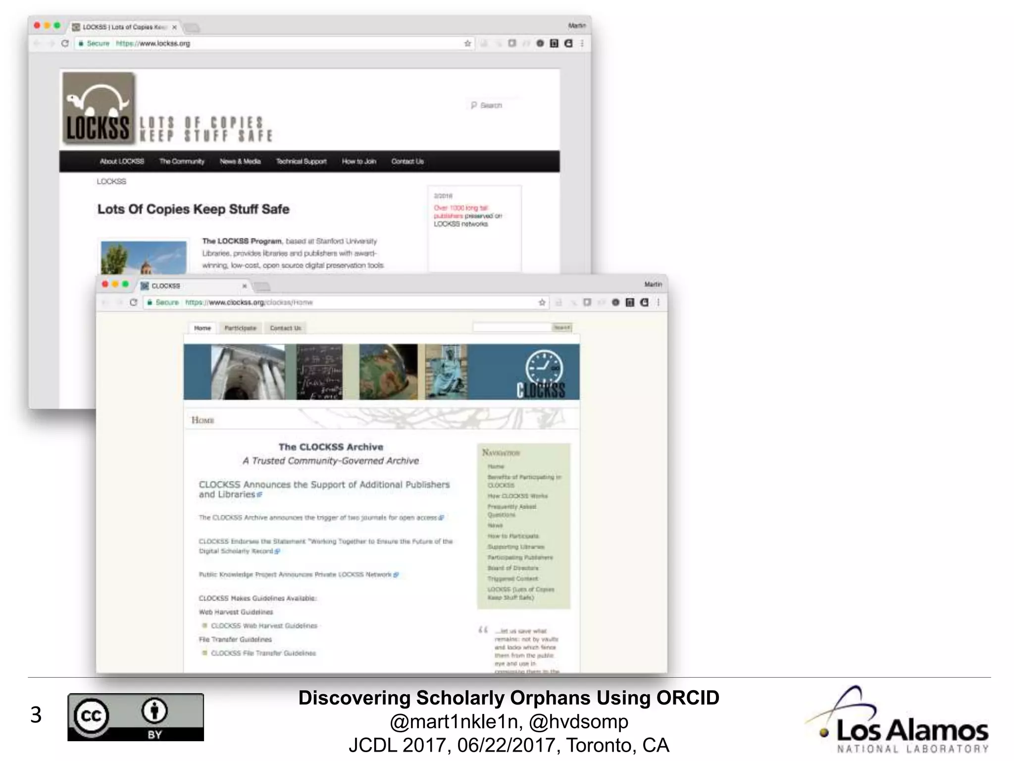 Discovering Scholarly Orphans Using ORCID
@mart1nkle1n, @hvdsomp
JCDL 2017, 06/22/2017, Toronto, CA
3
 