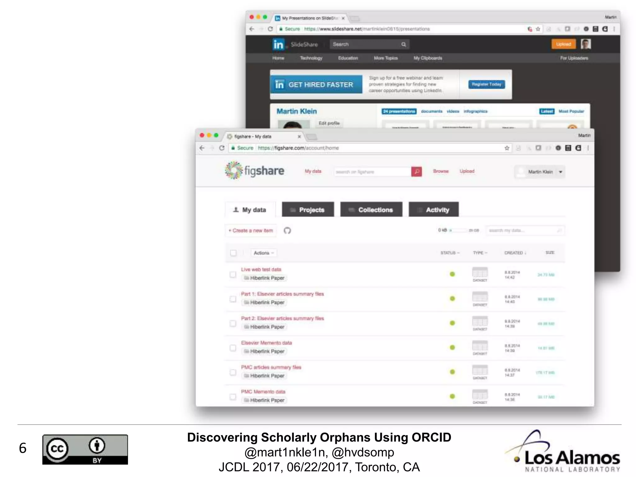 Discovering Scholarly Orphans Using ORCID
@mart1nkle1n, @hvdsomp
JCDL 2017, 06/22/2017, Toronto, CA
6
 
