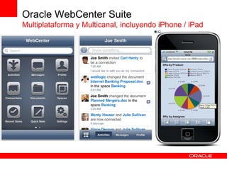 Oracle WebCenter Suite Multiplataforma y Multicanal, incluyendo iPhone / iPad 