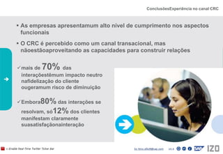 ConclusõesExperiência no canal CRCAs empresas apresentamum alto nível de cumprimento nos aspectos funcionais
