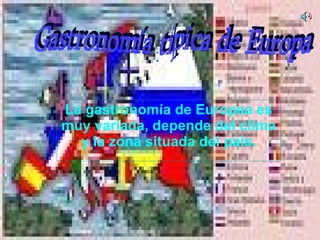 : La gastronomía de Europea es muy variada, depende del clima y la zona situada del país. Gastronomía típica de Europa 