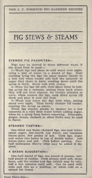 The J.C. Forkner Fig-Gardens Recipes: How to Serve Figs in the Home; by ...
