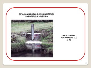 23
ESTACIÓN HIDROLÓGICA LIMNIMÉTRICA
PARIACANCHA – DR LIMA
TOTAL A NIVEL
NACIONAL: 59 (4A)
Q (6)
 